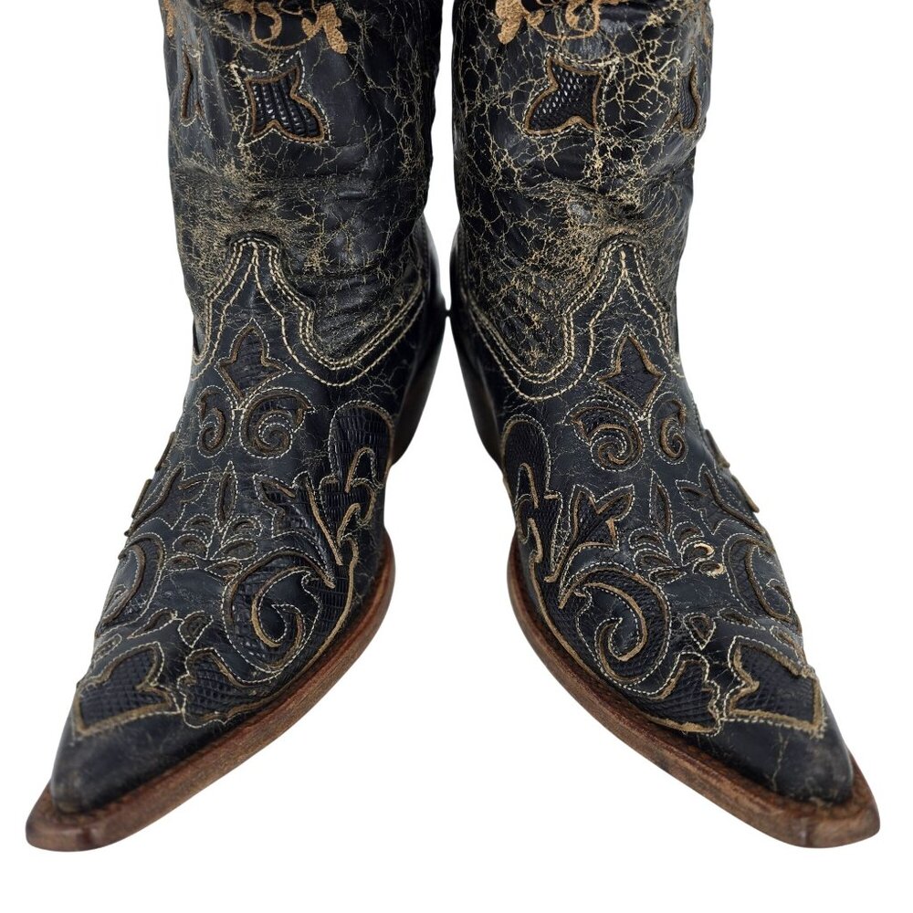 Corral Vintage Womens Size 6.5M Black Leather Cowboy Cowgirl Western Boots C2108 - Picture 2 of 16